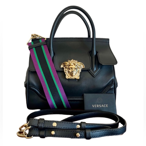 Versace Handbags - VERSACE Palazzo Empire Small Black Gold Medusa Crossbody Satchel Bag